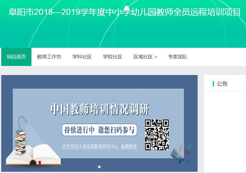 阜阳市2018—2019学年度中小学幼儿园教师全员远程培训项目学习代学-继续教育代学代挂代刷网
